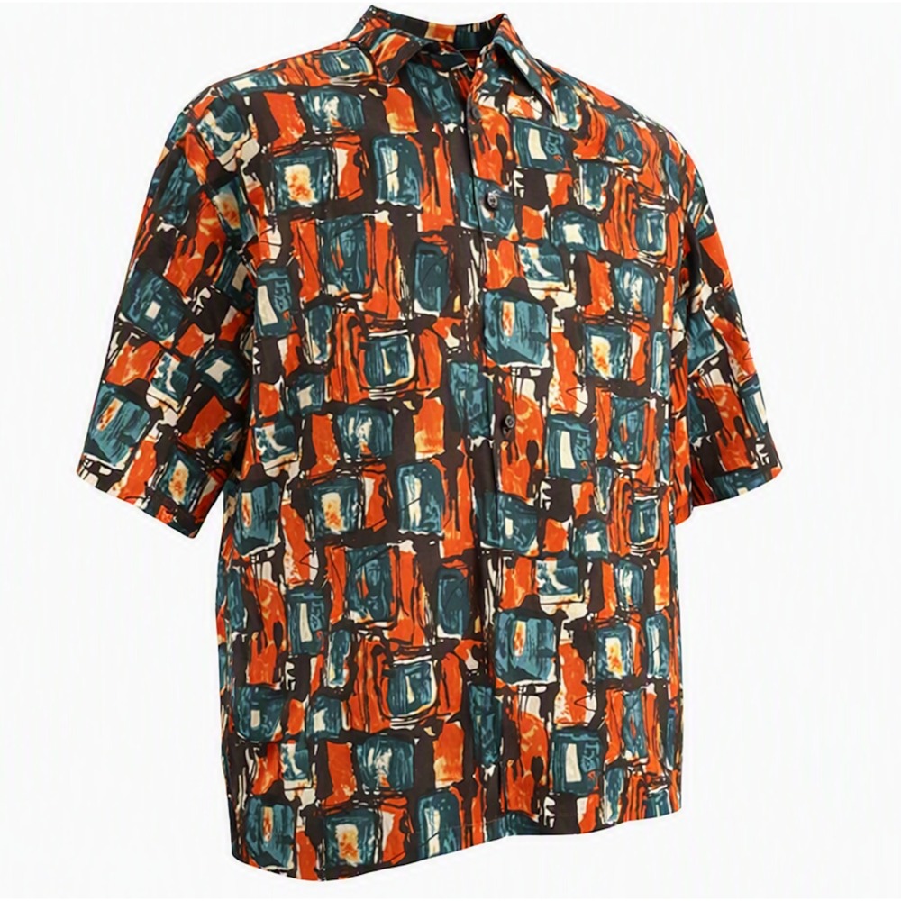 Prada USC440 Multicolor Camicia Shirt L – Luxury Abstract – NWT